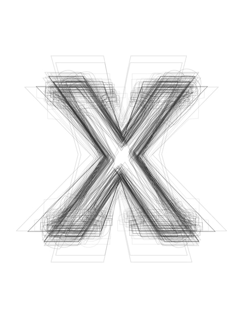 Foto alfabeto esboçado letra minúscula x