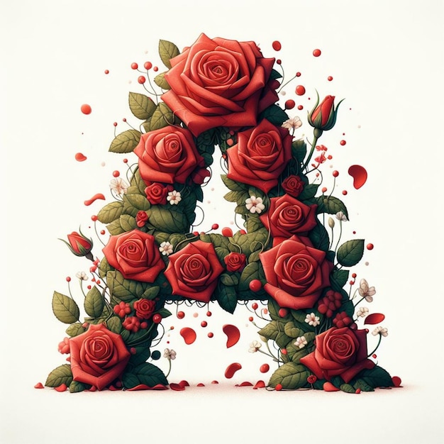 Un alfabeto escrito con la flor de la rosa