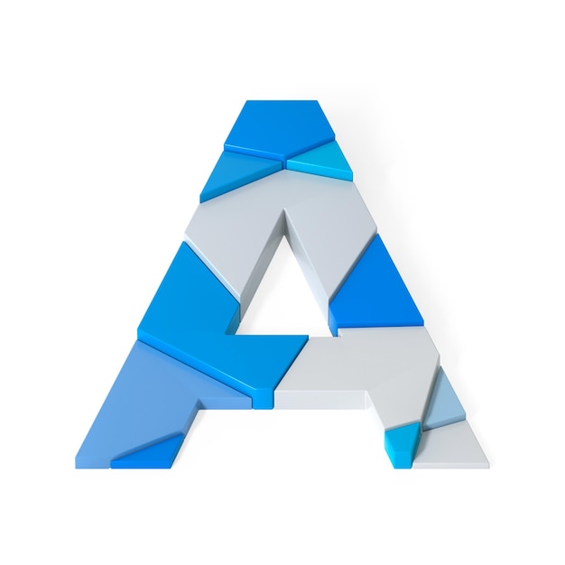 Alfabeto A extrudido multicolor con renderizado en 3D aislado en fondo blanco