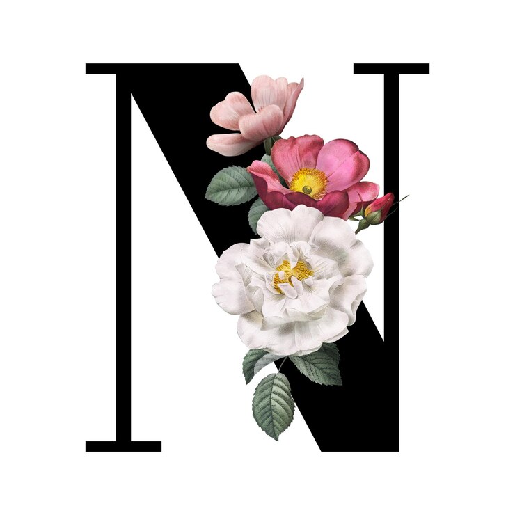 Foto alfabeto floral clássico e elegante letra de fonte n png transparente