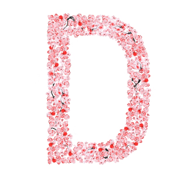 Alfabeto de flores de sakura. Letra d