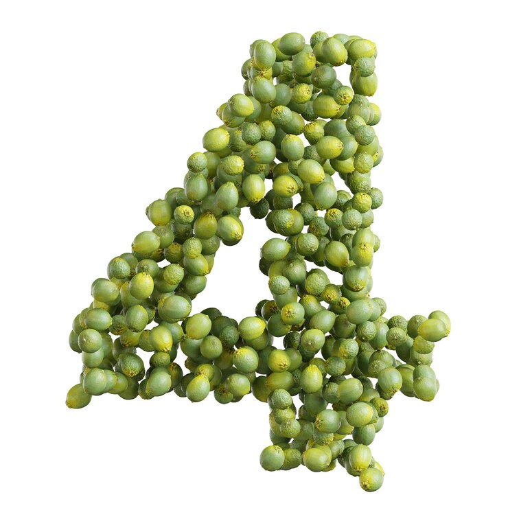 Foto alfabeto hecho de cal verde número 4