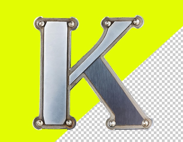 alfabeto k acero en fondo aislado en fondo transparente