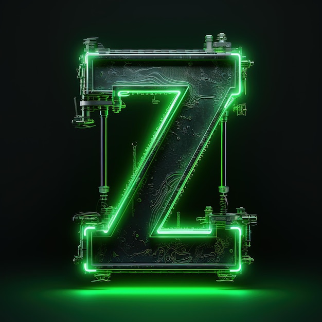 Alfabeto letra maiúscula Z texto Futurista símbolo de néon brilhante logotipo em fundo grunge escuro