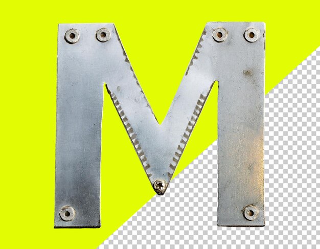 alfabeto M acero en fondo aislado en fondo transparente