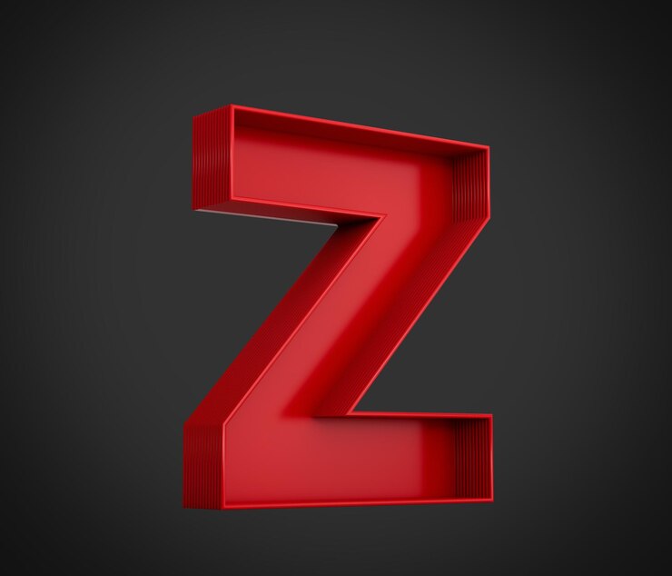 Foto alfabeto rojo z con sombra interior aislado sobre fondo negro ilustración 3d