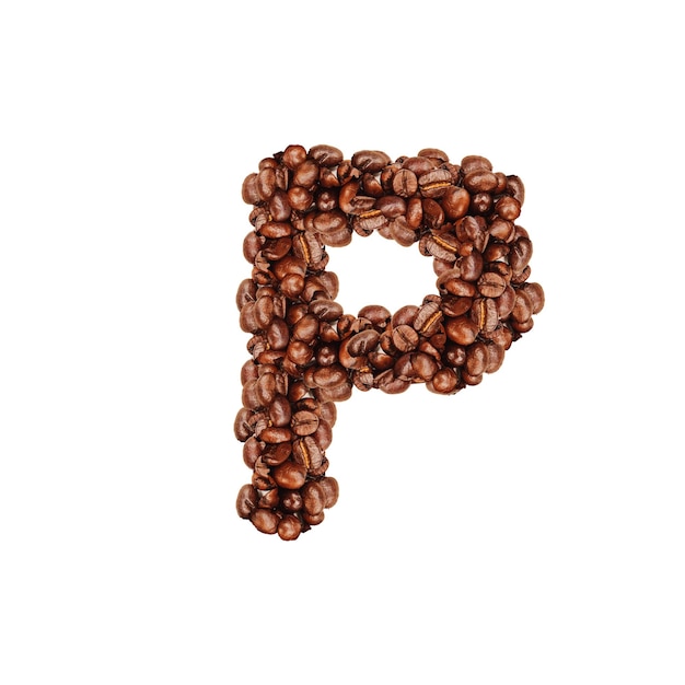 Alfabeto de la A a la Z hecho con granos de café