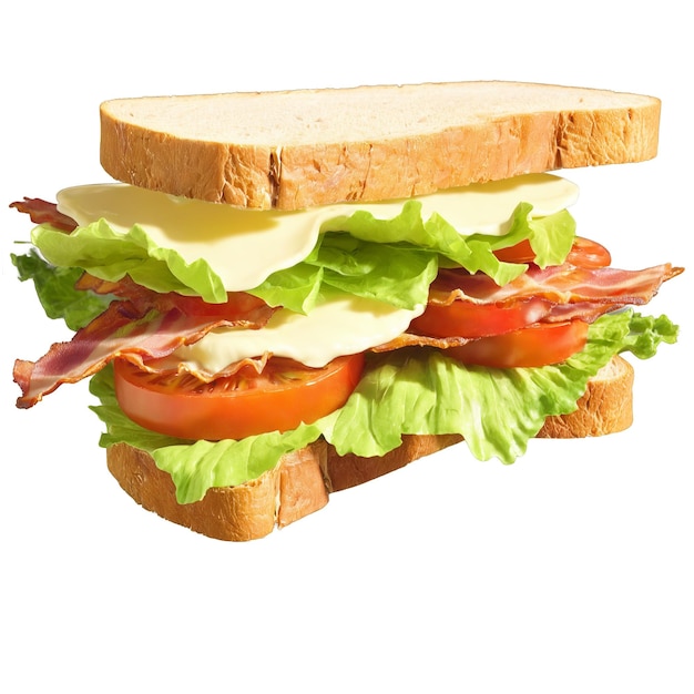 Alface de bacon e tomate BLT sanduíche crocante bacon alface tomate maionese pão branco torrado culinário