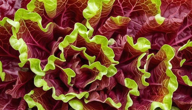 alface de coral vermelha em fundo branco padrão de folhas verdes ingrediente de salada
