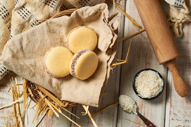 Alfajores Maicena gefüllt mit Dulce de Leche traditioneller argentinischer süßer Milch