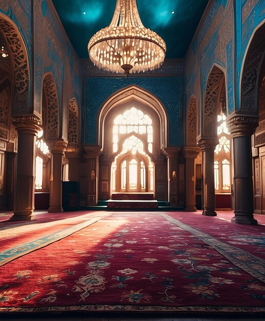 La alfombra de la mezquita es muy bonita.