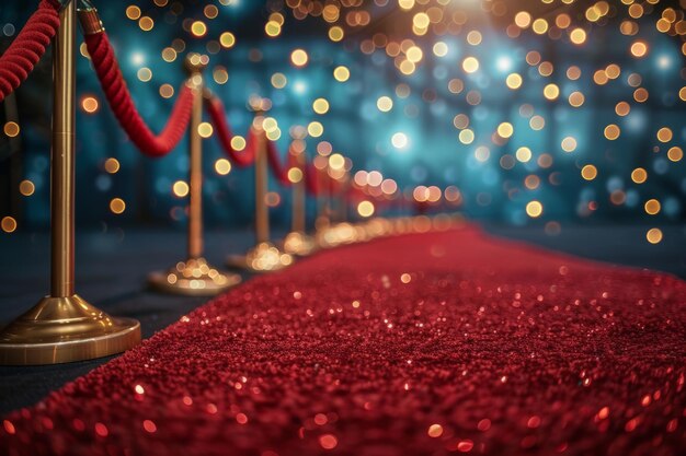 La alfombra roja con la cuerda roja