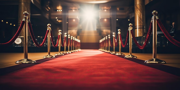 La alfombra roja es un fondo de decoración de caminos que se puede usar como fama o éxito.