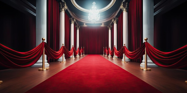 La alfombra roja es un fondo de decoración de caminos que se puede usar como fama o éxito.
