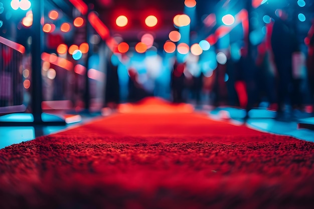 Foto la alfombra roja en el estreno de la película con paparazzi en el fondo atmósfera glamurosa concept movie premiere red carpet paparazzi atmosfera glamurosa celebridades