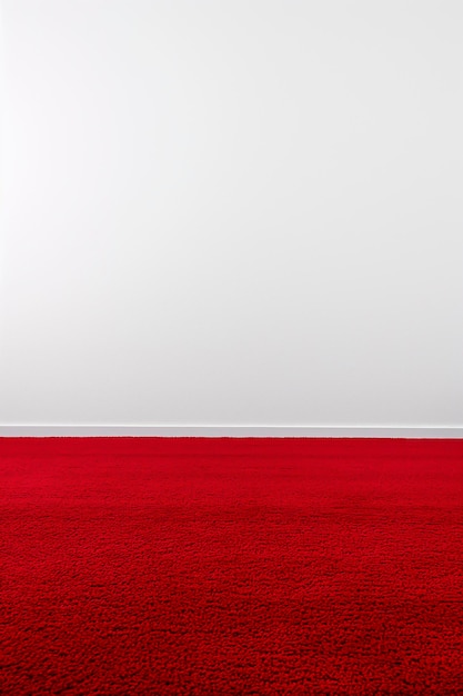 alfombra roja en una habitación con una pared blanca pie