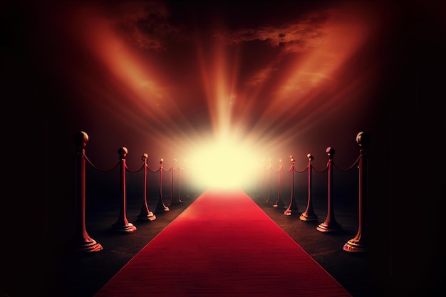 Alfombra roja con luz brillante al final para celebridades y VIP Generative Ai