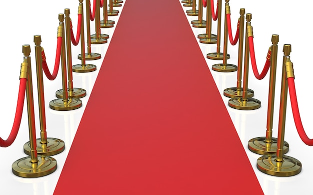 Alfombra roja con pilones metálicos