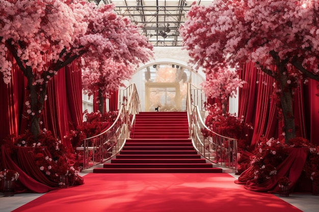 alfombra roja tema de primavera