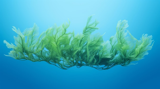 Foto algas marinas sobre un fondo azul
