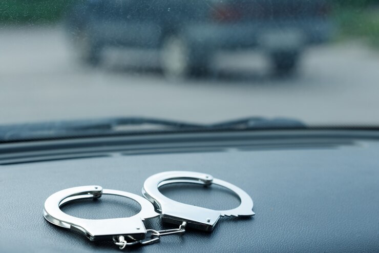 Foto algemas de prata estão no painel do carro. crimes rodoviários. foto de alta qualidade