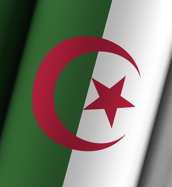 Algerien-Flagge dramatischer Hintergrund voll