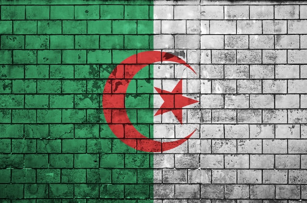 Algerien-Flagge wird auf eine alte Backsteinmauer gemalt