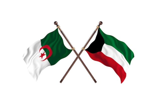 Algerien gegen Kuwait Two Flags