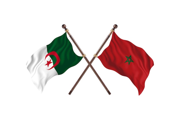 Algerien gegen Marokko Zwei Flaggen