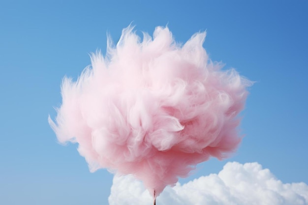 Foto el algodón de azúcar rosa en el cielo
