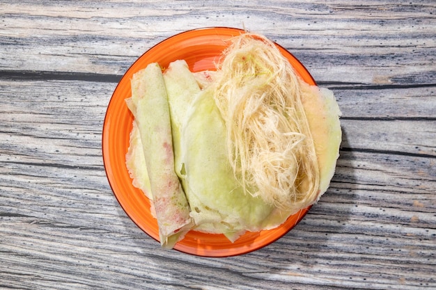 Algodón de azúcar roti una hoja delgada de harina de trigo harina de rollito de primavera