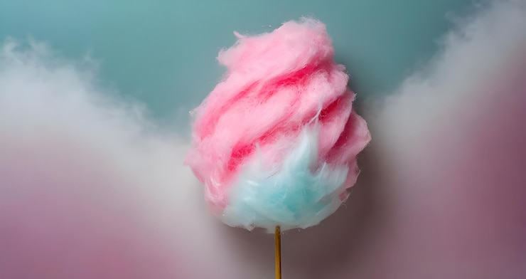 Foto algodón de azúcar en suave fondo de color pastel