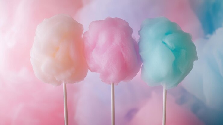 Foto el algodón caramelo de colores en color pastel suave