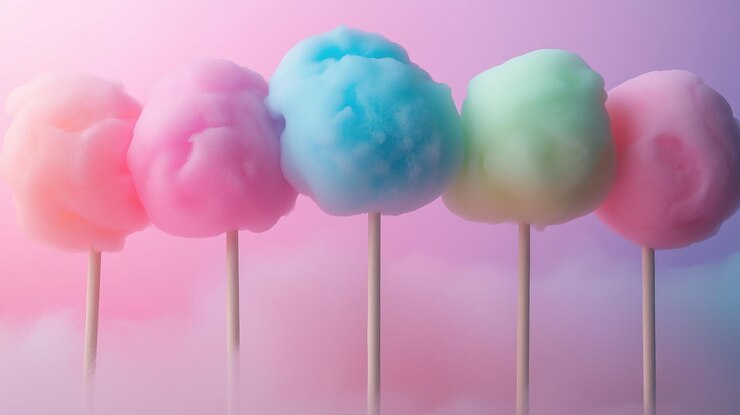 Foto el algodón caramelo de colores en color pastel suave