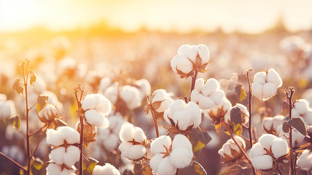 El algodón maduro con fibra blanca en una plantación