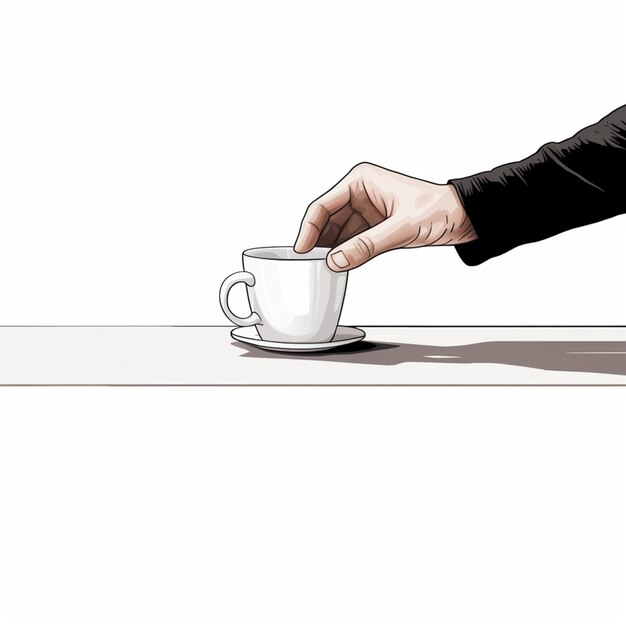 alguien está sosteniendo una taza de café en una mesa generativa ai