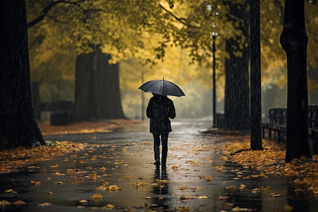 Alguien con un paraguas en la lluvia