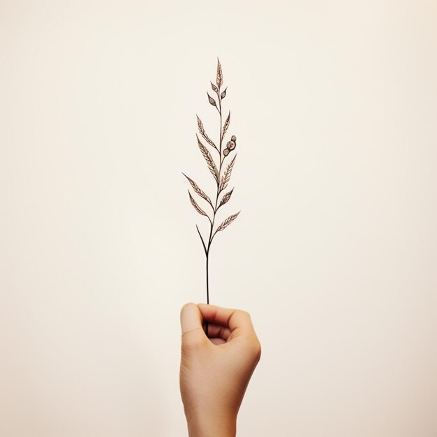 alguien sosteniendo una planta con un tallo en su mano generativo ai