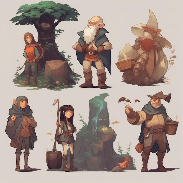 Algumas ilustrações para o desafio de design de personagens.