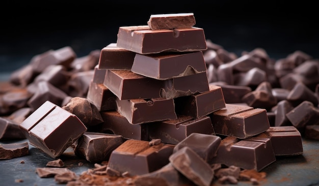 algunas piezas de chocolate sentadas una al lado de la otra