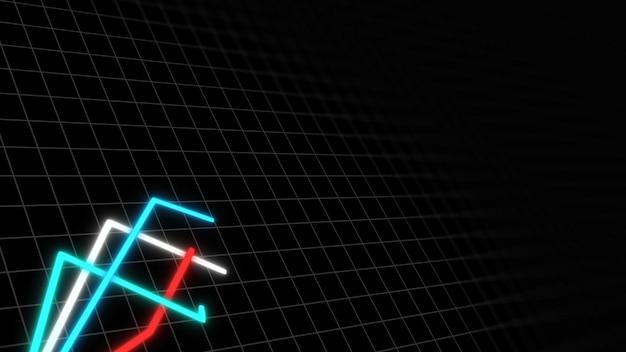 Algunos gráficos en el espacio con cuadrícula para demostrar el desarrollo empresarial y los ingresos como telón de fondo de representación 3d