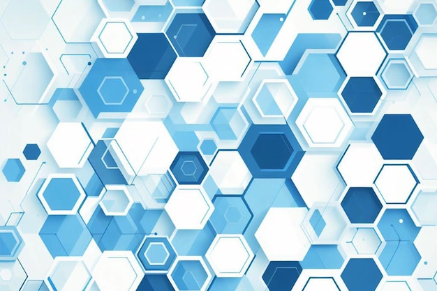Foto algunos hexágonos azules bailando en un fondo blanco diseño de tecnología abstracta