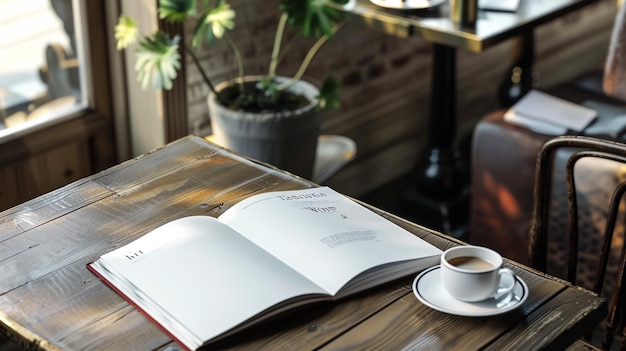 alguns livros com um café na mesa