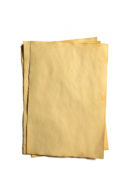 Alguns velhos pedaços em branco do antigo manuscrito de papel em desintegração vintage ou pergaminho