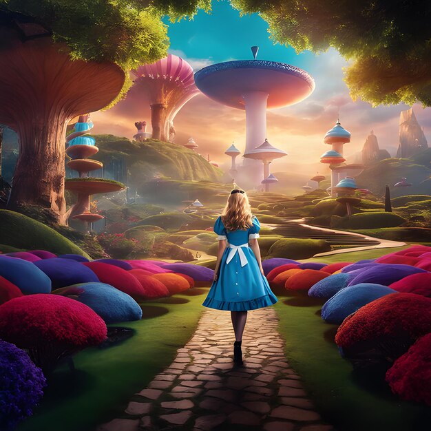 Foto alice cinematográfica em woderworld cores vivas