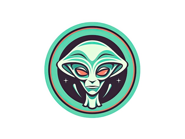 Alien cartoon logo insignia diseño símbolo dibujos animados estilo plano ilustración IA generativa