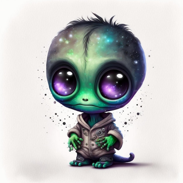 Alien Chibi Abstract Galaxy Aquarell hyperrealistisch 15