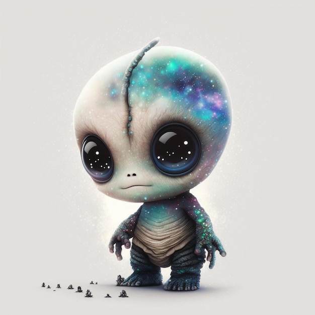 Alien Chibi Abstract Galaxy Aquarell hyperrealistisch