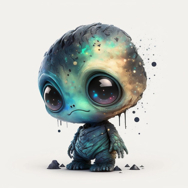 Alien Chibi Abstract Galaxy Aquarell hyperrealistisch