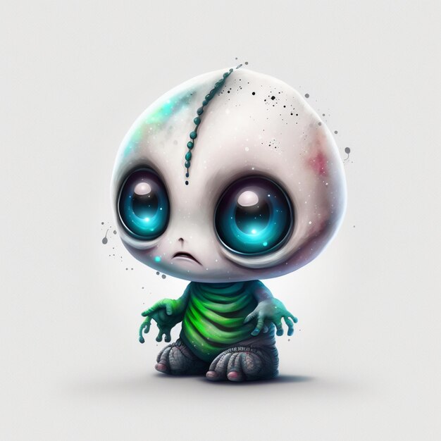 Alien Chibi Abstract Galaxy Aquarell hyperrealistisch